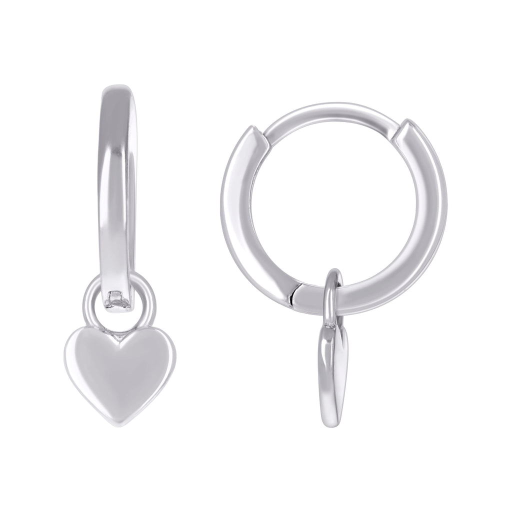 925 Sterling Silver Womens Heart Dangle Hoop Earrings
