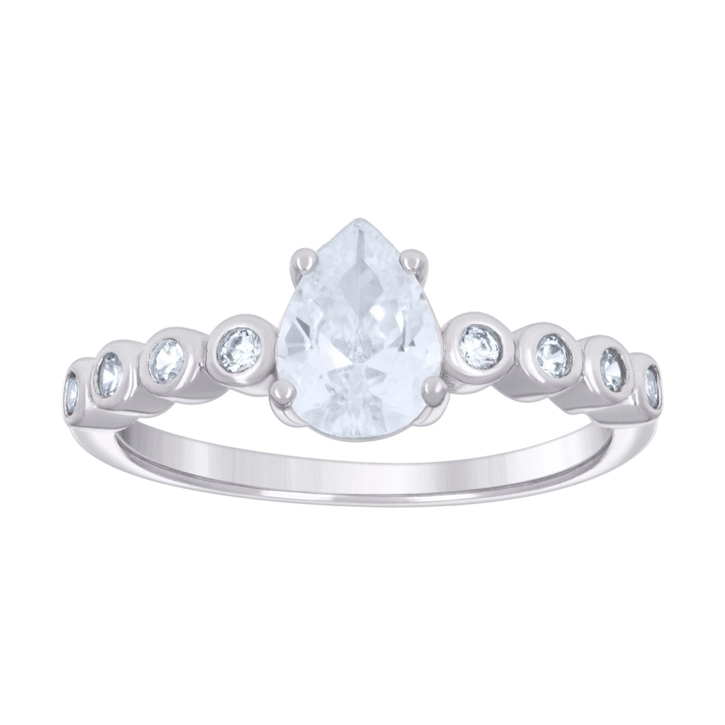 925 Sterling Silver Womens Pear Round Cubic-Zirconia Fashion Engagement Ring Size 7