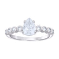925 Sterling Silver Womens Pear Round Cubic-Zirconia Fashion Engagement Ring Size 7