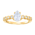 925 Sterling Silver Yellow-tone Womens Pear Round Cubic-Zirconia Fashion Engagement Ring Size 8