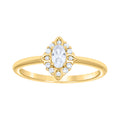 925 Sterling Silver Yellow-tone Womens Oval Round Cubic-Zirconia Fashion Engagement Ring Size 8