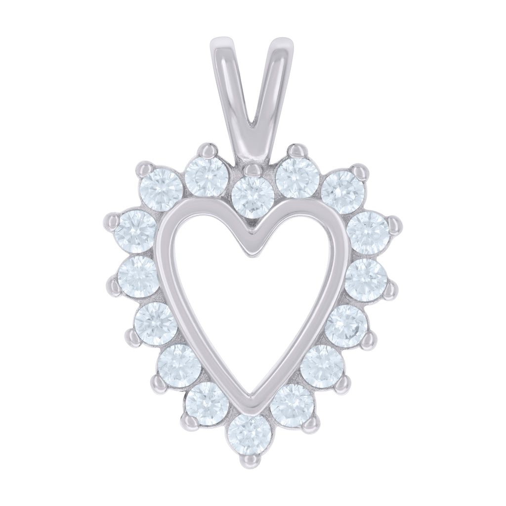 925 Sterling Silver Womens Cubic-Zirconia Heart Charm Pendant