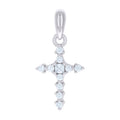 925 Sterling Silver Womens Princess-Cut Round Cubic-Zirconia Cross Religious Charm Pendant