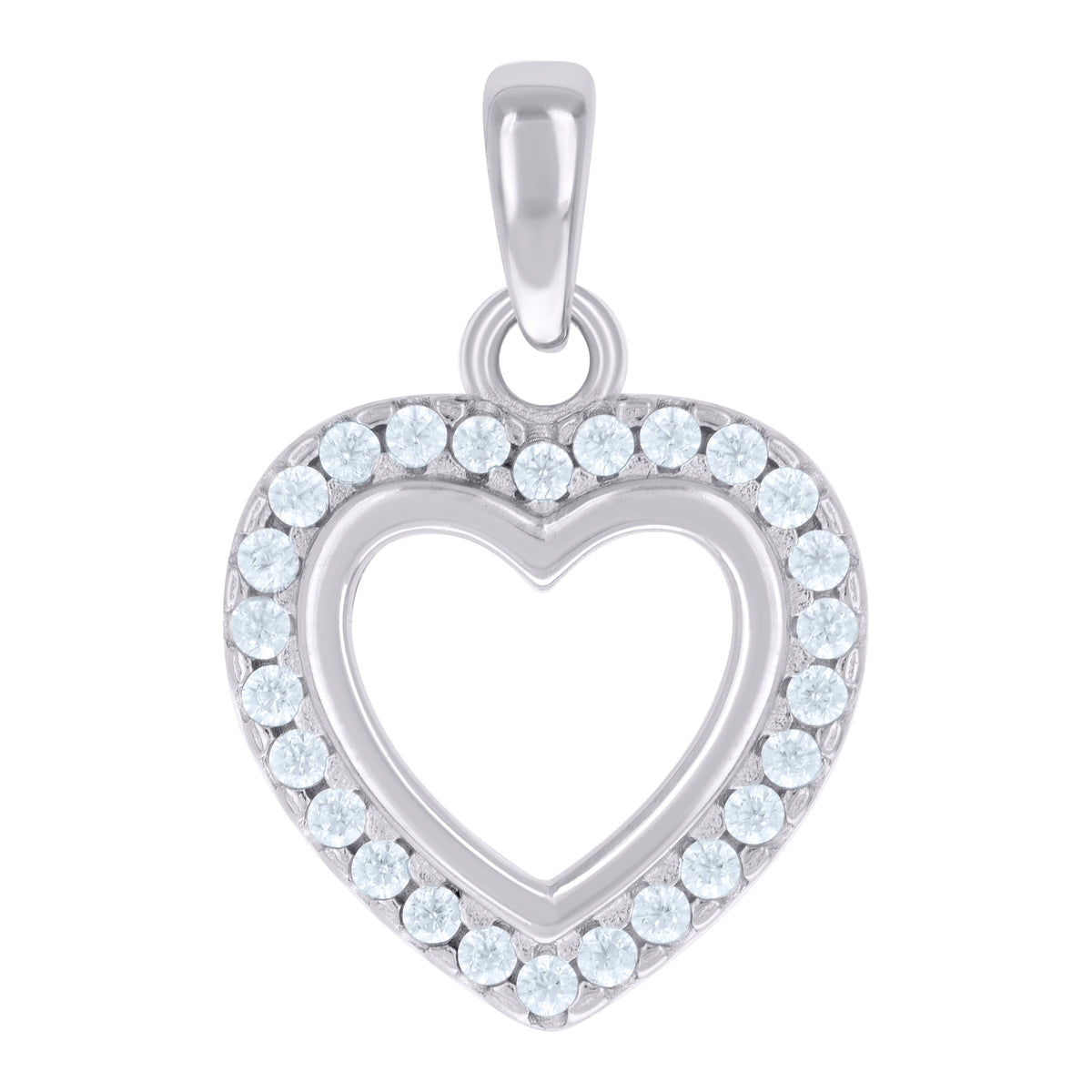 925 Sterling Silver Womens Cubic-Zirconia Heart Charm Pendant