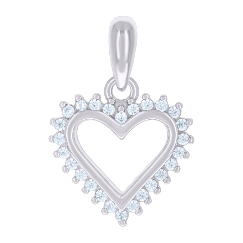 925 Sterling Silver Womens Cubic-Zirconia Heart Charm Pendant
