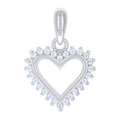 925 Sterling Silver Womens Cubic-Zirconia Heart Charm Pendant