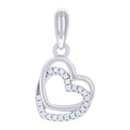925 Sterling Silver Womens Cubic-Zirconia Intertwined Heart Charm Pendant