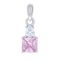 925 Sterling Silver Womens Pink White Pear Princess-cut Cubic-Zirconia Fashion Charm Pendant