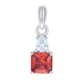 925 Sterling Silver Womens Red White Pear Princess-cut Cubic-Zirconia Fashion Charm Pendant
