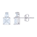 925 Sterling Silver Womens Pear Princess-Cut Cubic-Zirconia Fashion Stud Earrings