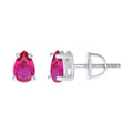925 Sterling Silver Womens Red Pear Cubic-Zirconia Tear Drop Stud Earrings