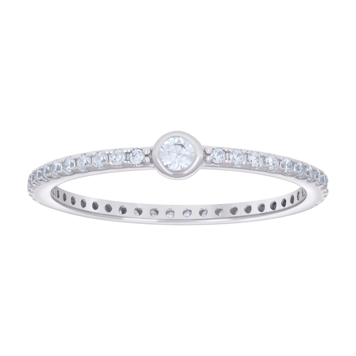 925 Sterling Silver Womens Cubic-Zirconia Engagement Ring Size 8