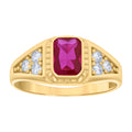 10K Yellow Gold Womens Pink White Emerald Round Cubic-Zirconia Fashion Ring
