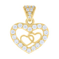 10K Yellow Gold Womens Cubic-Zirconia Hearts In Heart Charm Pendant