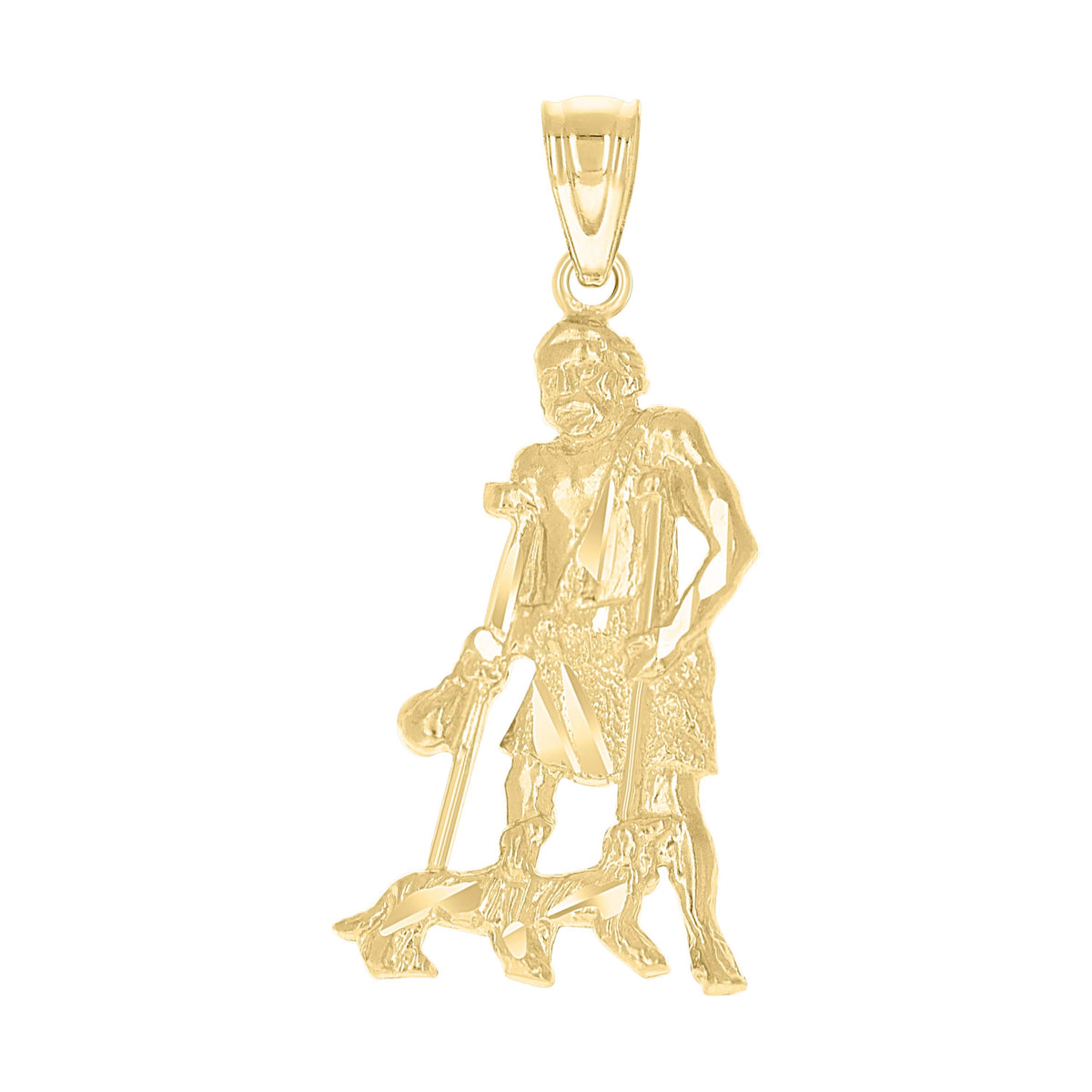 10K Yellow Gold Mens Saint Lazarus Religious Charm Pendant