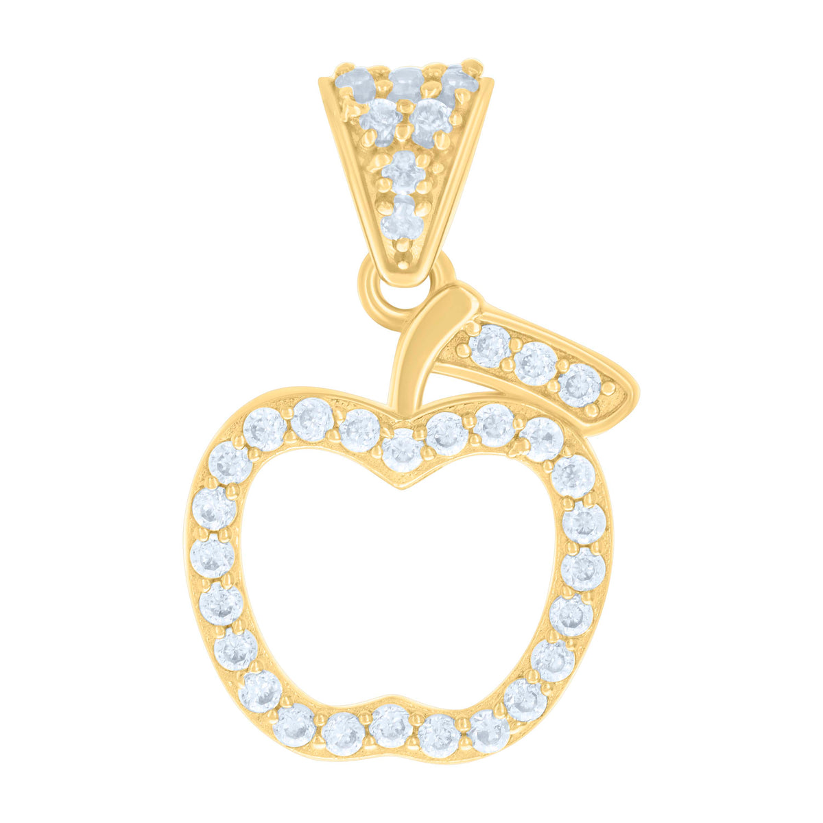 10K Yellow Gold Womens Cubic-Zirconia Apple Food Fashion Charm Pendant
