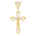 10K Yellow Gold Mens Cubic-Zirconia Crucifix Cross Religious Charm Pendant