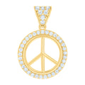 10K Yellow Gold Womens Cubic-Zirconia Peace Symbol Charm Pendant
