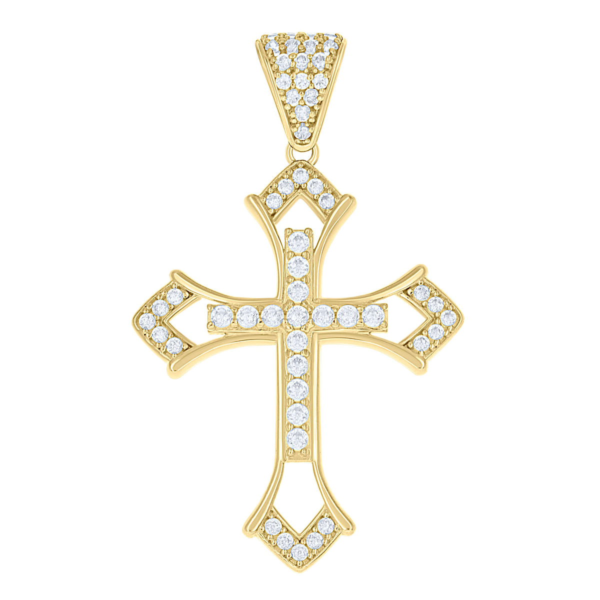 10K Yellow Gold Mens Cubic-Zirconia Cross Religious Charm Pendant