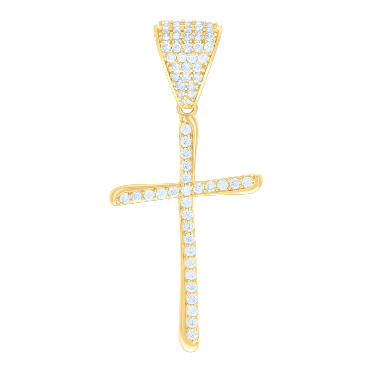 10K Yellow Gold Womens Cubic-Zirconia Cross Religious Charm Pendant