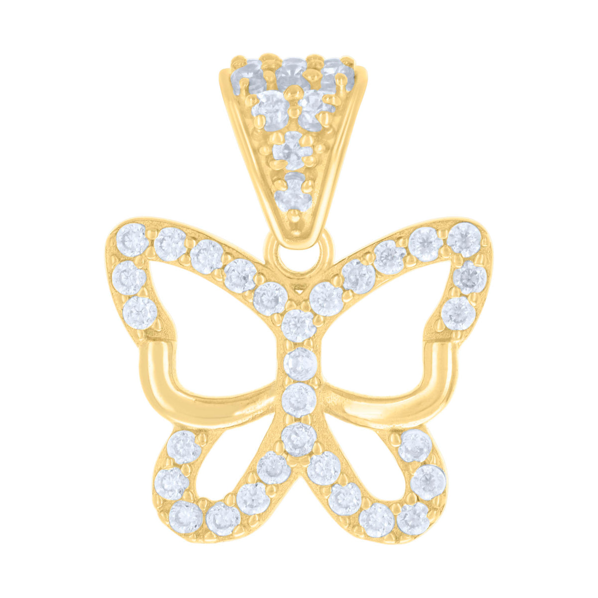 10K Yellow Gold Womens Cubic-Zirconia Butterfly Fashion Charm Pendant