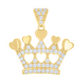10K Yellow Gold Womens Cubic-Zirconia Crown Fashion Charm Pendant