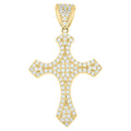 10K Yellow Gold Mens Cubic-Zirconia Cross Religious Charm Pendant