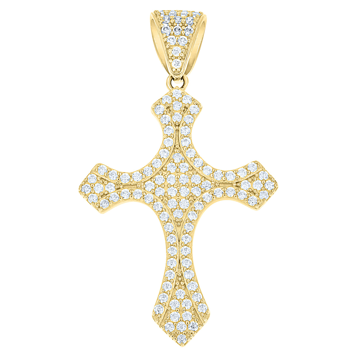 10K Yellow Gold Mens Cubic-Zirconia Cross Religious Charm Pendant