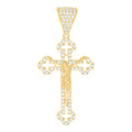 10K Yellow Gold Mens Cubic-Zirconia Crucifix Cross Religious Charm Pendant