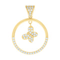 10K Yellow Gold Womens Cubic-Zirconia Butterfly Fashion Charm Pendant