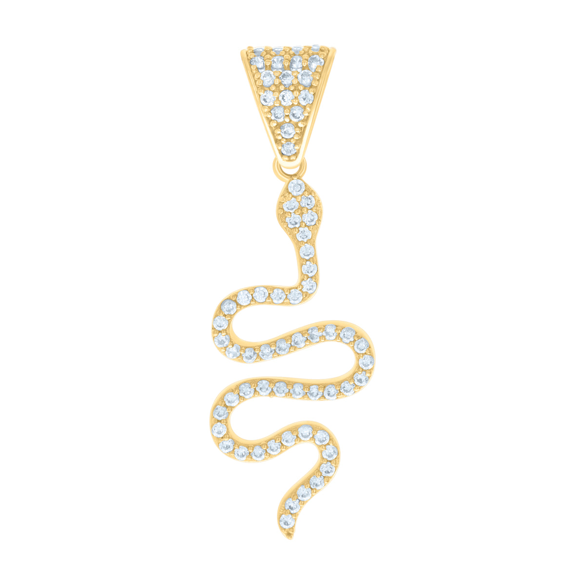 10K Yellow Gold Womens Cubic-Zirconia Snake Reptiles Wildlife Charm Pendant