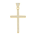 10K Yellow Gold Mens Cubic-Zirconia Latin Cross Religious Charm Pendant