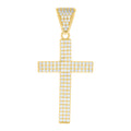 10K Yellow Gold Mens Cubic-Zirconia Latin Cross Religious Charm Pendant