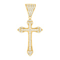 10K Yellow Gold Mens Cubic-Zirconia Cross Religious Charm Pendant