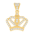 10K Yellow Gold Womens Cubic-Zirconia Crown Fashion Charm Pendant