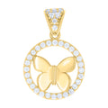 10K Yellow Gold Womens Cubic-Zirconia Butterfly Fashion Charm Pendant