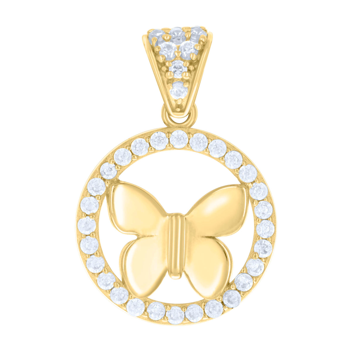 10K Yellow Gold Womens Cubic-Zirconia Butterfly Fashion Charm Pendant