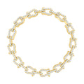 10K Yellow Gold Womens Cubic-Zirconia Link Fashion Bracelet Size 7 Inches