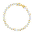 10K Yellow Gold Womens Cubic-Zirconia Flower Link Fashion Bracelet Size 7.5 Inches