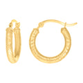 10K Yellow Gold Womens Round Tube Diamond-cut Patterned Fancy Hoop Earrings 3mm-19