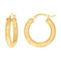 10K Yellow Gold Womens Round Tube Diamond-cut Patterned Fancy Hoop Earrings 4mm-19