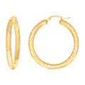 10K Yellow Gold Womens Round Tube Diamond-cut Patterned Fancy Hoop Earrings 4mm-38