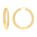 10K Yellow Gold Womens Round Tube Diamond-cut Patterned Fancy Hoop Earrings 5mm-50