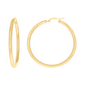 10K Yellow Gold Womens Round Tube Diamond-cut Patterned Fancy Hoop Earrings 3mm-50