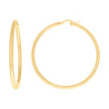 10K Yellow Gold Womens Round Tube Diamond-cut Patterned Fancy Hoop Earrings 3mm-63