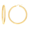 10K Yellow Gold Womens Round Tube Diamond-cut Patterned Fancy Hoop Earrings 4mm-57