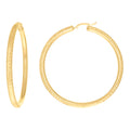 10K Yellow Gold Womens Round Tube Diamond-cut Patterned Fancy Hoop Earrings 4mm-63