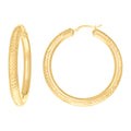 10K Yellow Gold Womens Round Tube Diamond-cut Patterned Fancy Hoop Earrings 5mm-50