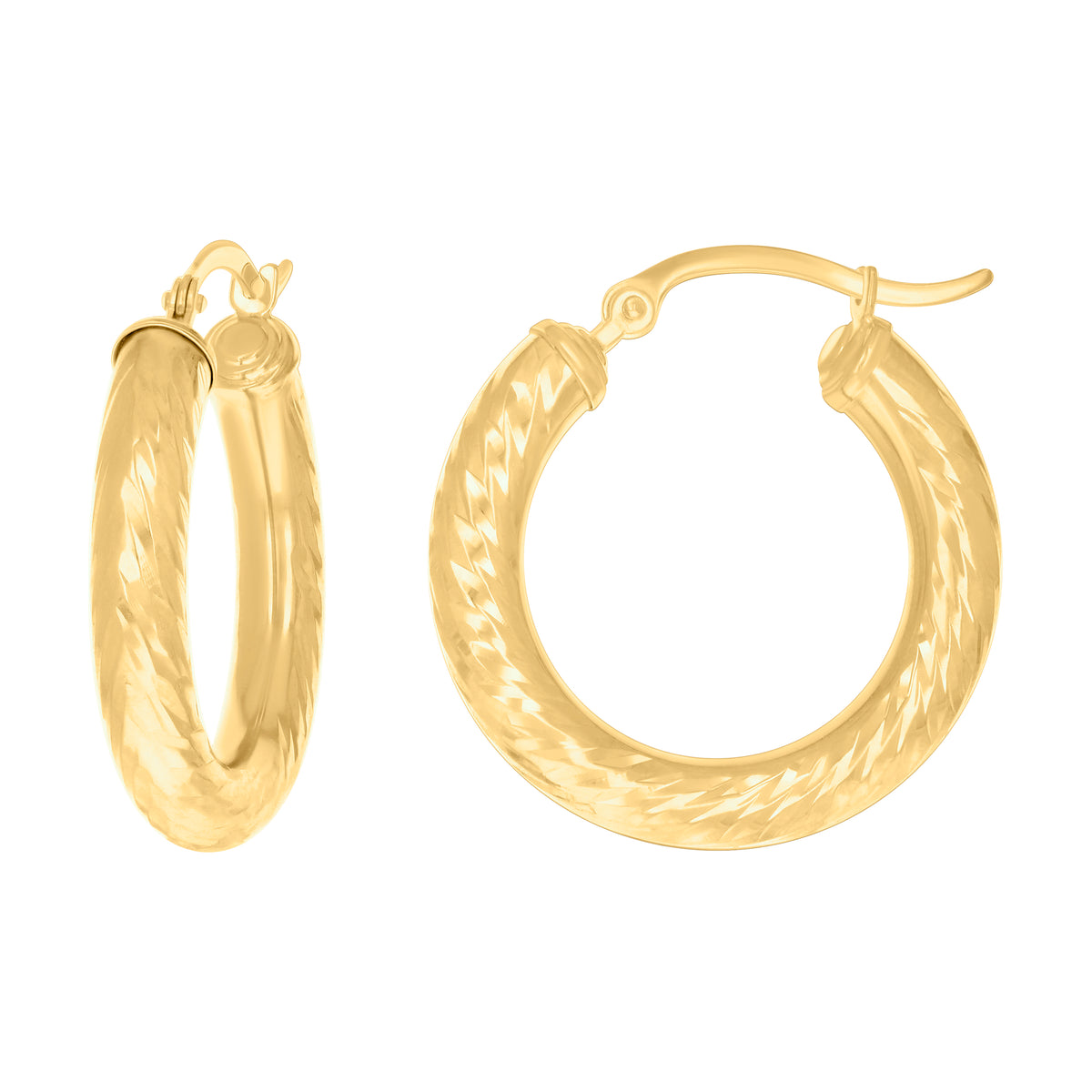 14K Gold Fancy Hoop Earrings 4mm-19