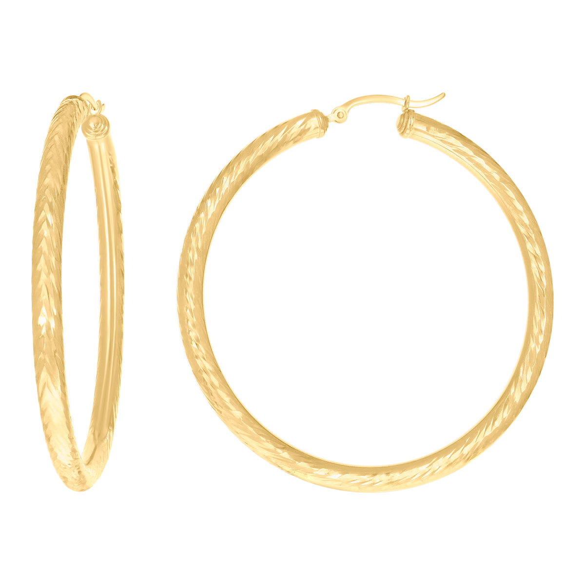 14K Gold Fancy Hoop Earrings 4mm-57